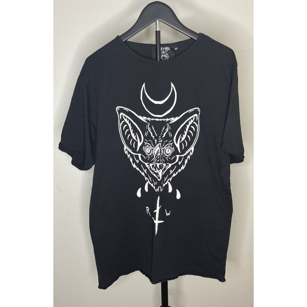 Rogue + Wolf Black Batface Graphic Tee - Goth Occult Unisex T-Shirt XXL